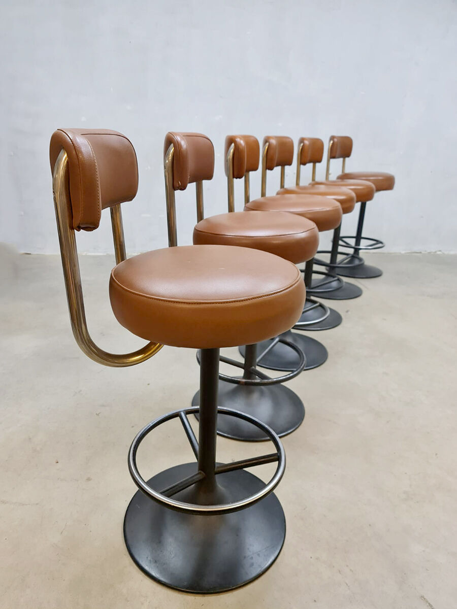 Midcentury swedish brass bar stools Borje Johanson