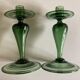 Pair of blown glass candlesticks 1960