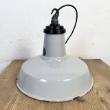 Industrial Grey Enamel Factory Pendant Lamp, 1960s