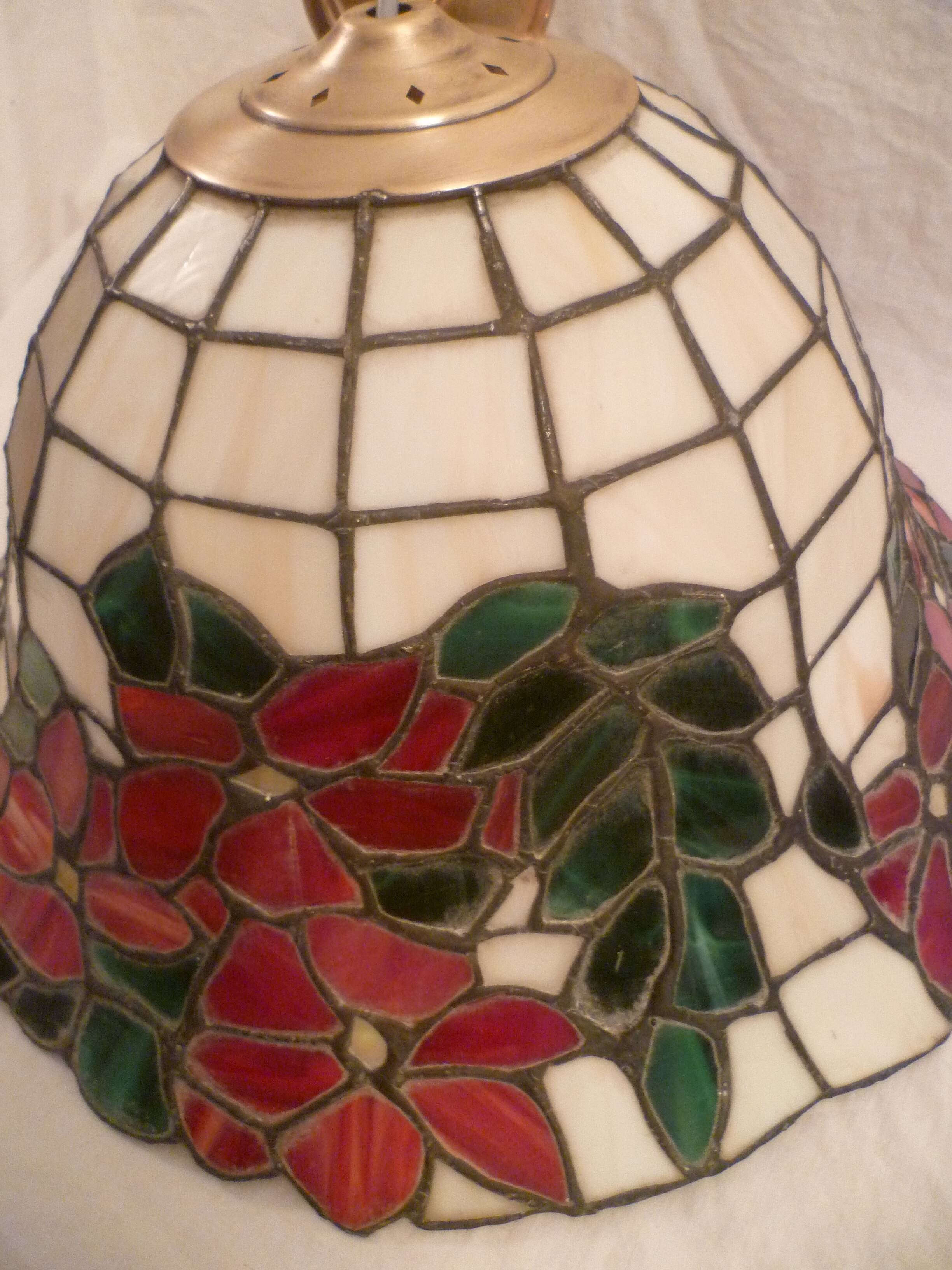 Tiffany-style cloisonné mother-of-pearl pendant light, 1970s
