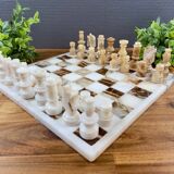 Jeu d’échecs en onyx – Plateau et pièces en pierre naturelle