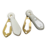 pair of antique brass door lock entries and porcelain cover art d