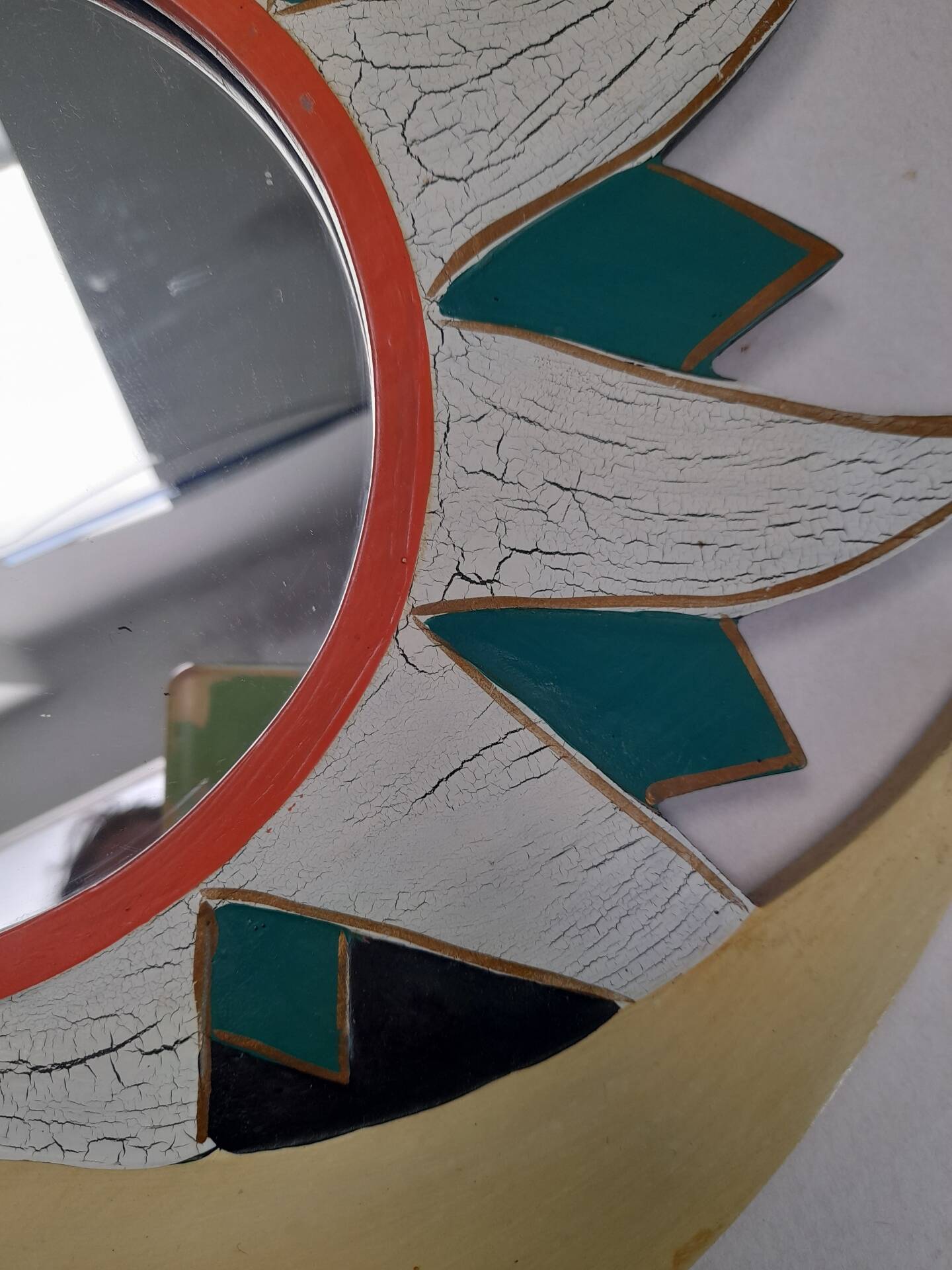 Vintage 90s wooden moon mirror