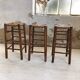 Set de 3 tabourets en paille hauts