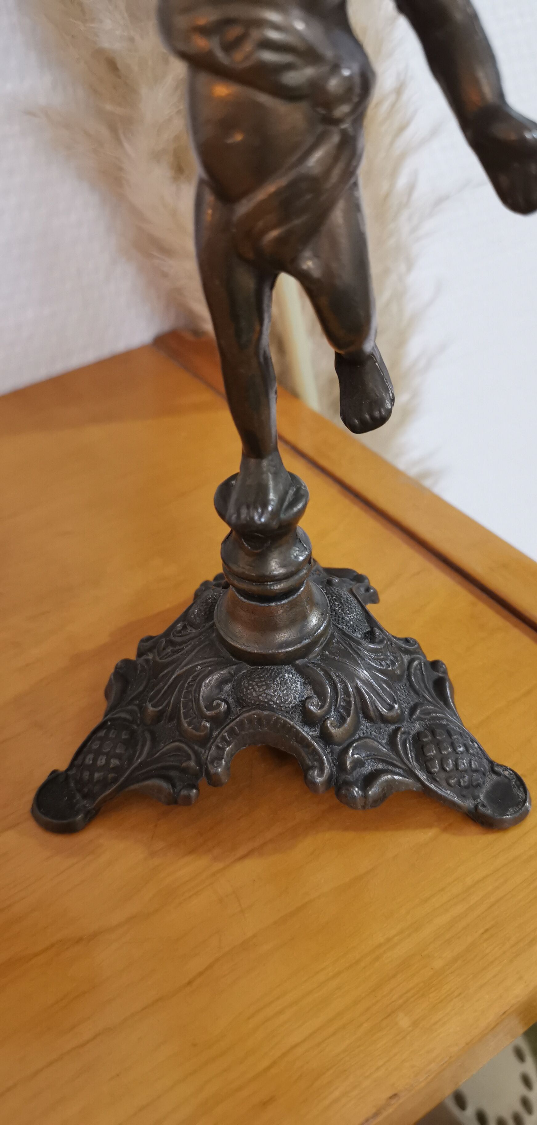 Pair of antique candlesticks in bronze and brass
