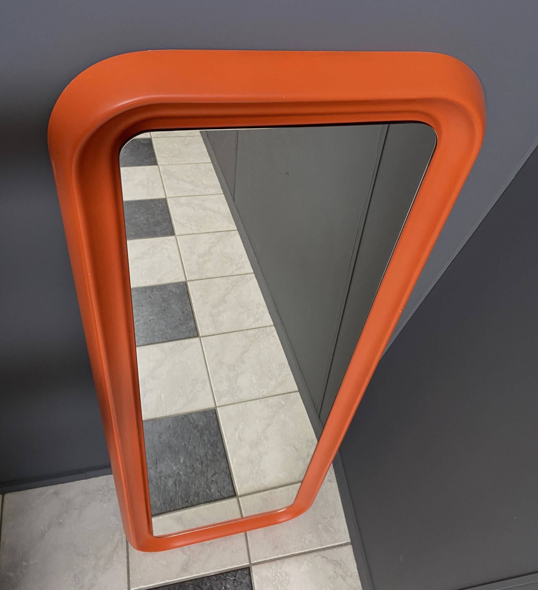 XXL orange Quadro mirror by Schönbuch 1970s