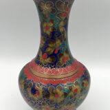Cloisonné enamel vase decorated with flowers and colorful patterns