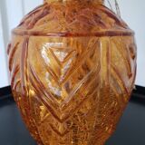 Caramel-colored cracked glass vase
