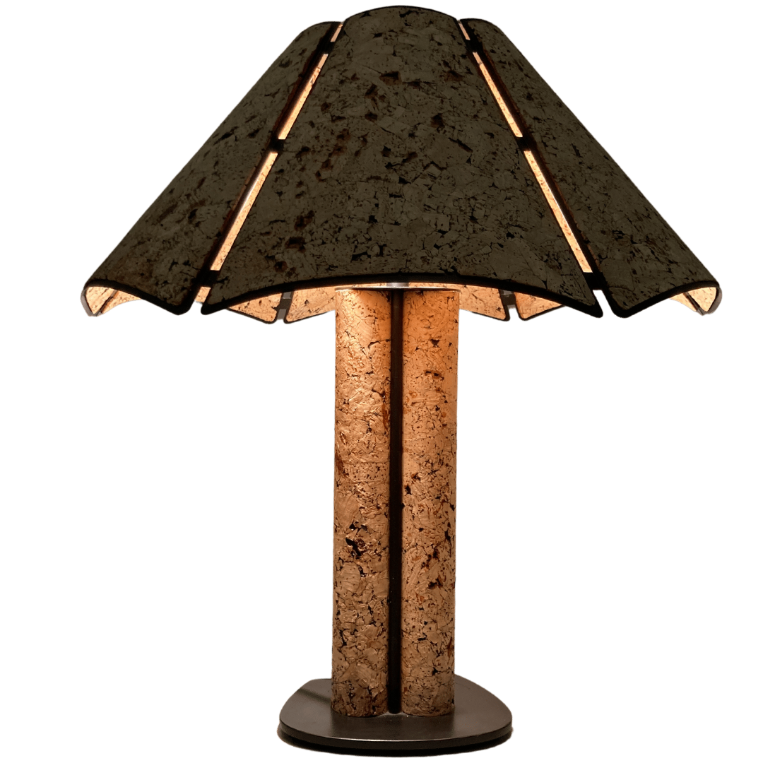 Large Cork and Black Metal Table Lamp, Germany, 1970s