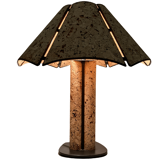 Large Cork and Black Metal Table Lamp, Germany, 1970s