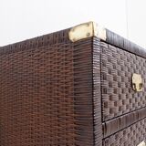 Vintage coastal woven rattan chest of drawers