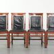 Elegant set of four black cowhide and wooden Art Deco dining chairs