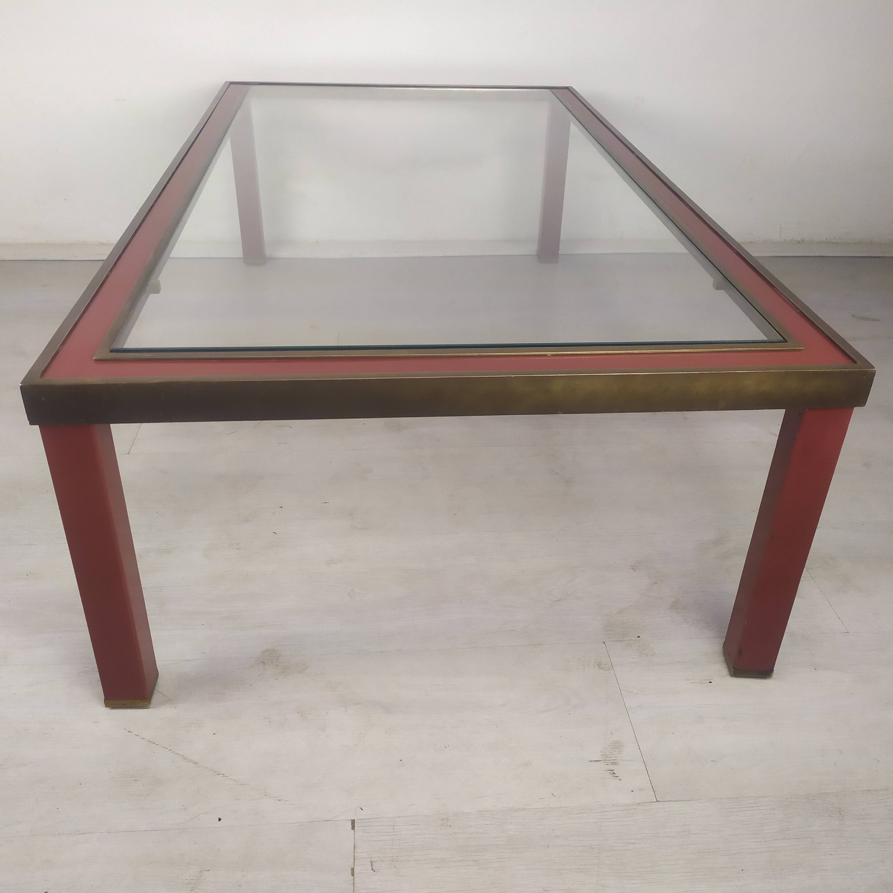 Glass brass coffee table