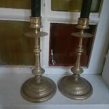 Pair of chiselled candlesticks