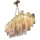 Contemporary Huge Rectangular "Tronchi" Murano Glass Burnished Chandelier