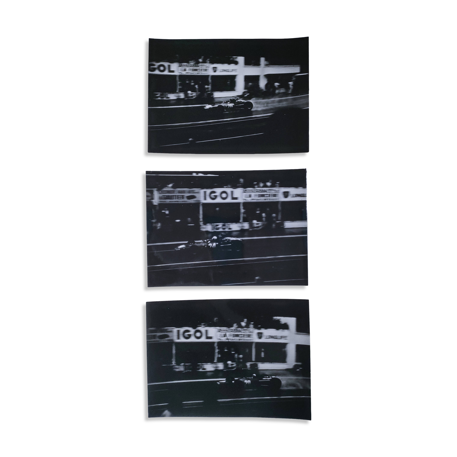 three photographs of the 24 Hours of Le Mans, film, 1960s