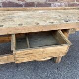 Industrial table Carpenter's workbench in natural raw wood vintage bohemian