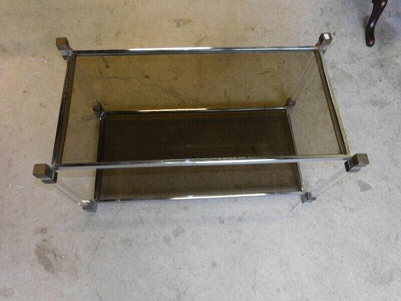Table basse en verre et chrome 1970