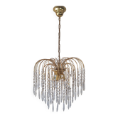 Lustre cascade italien des années 1950 – Métal doré et prismes en verre