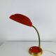 1950s desk lamp, red metal and brass