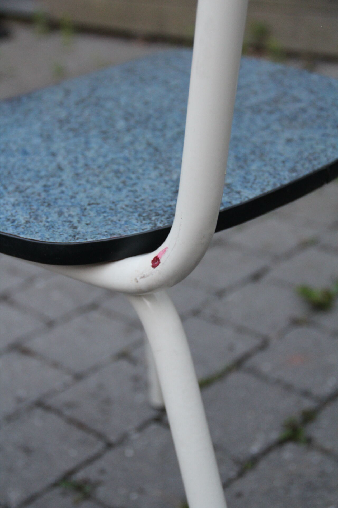 2 blue Formica cjaises, circa 1950