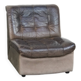 Gray Leather Vintage Design Armchair from the 1970s