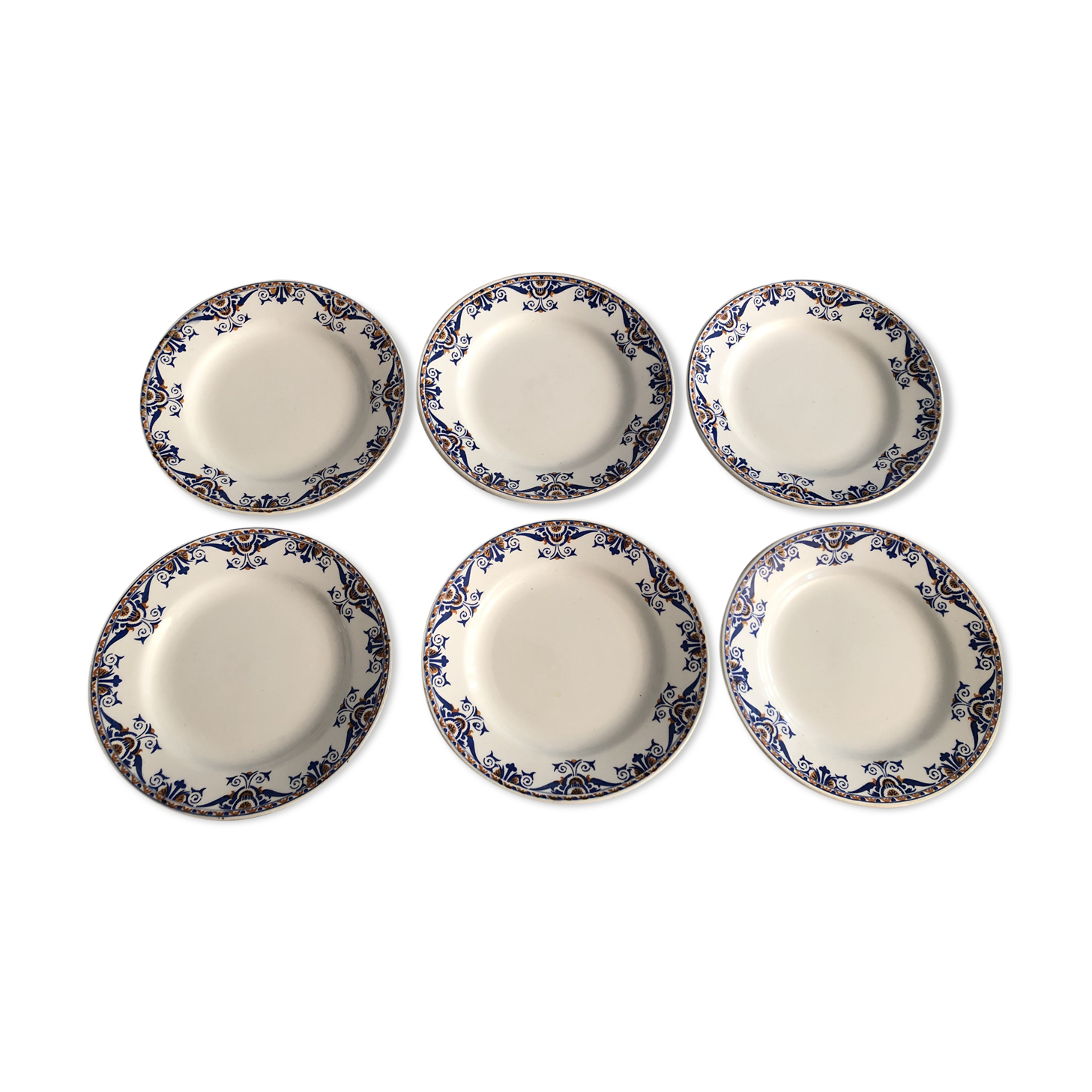 Service 6 plates vintage earthenware