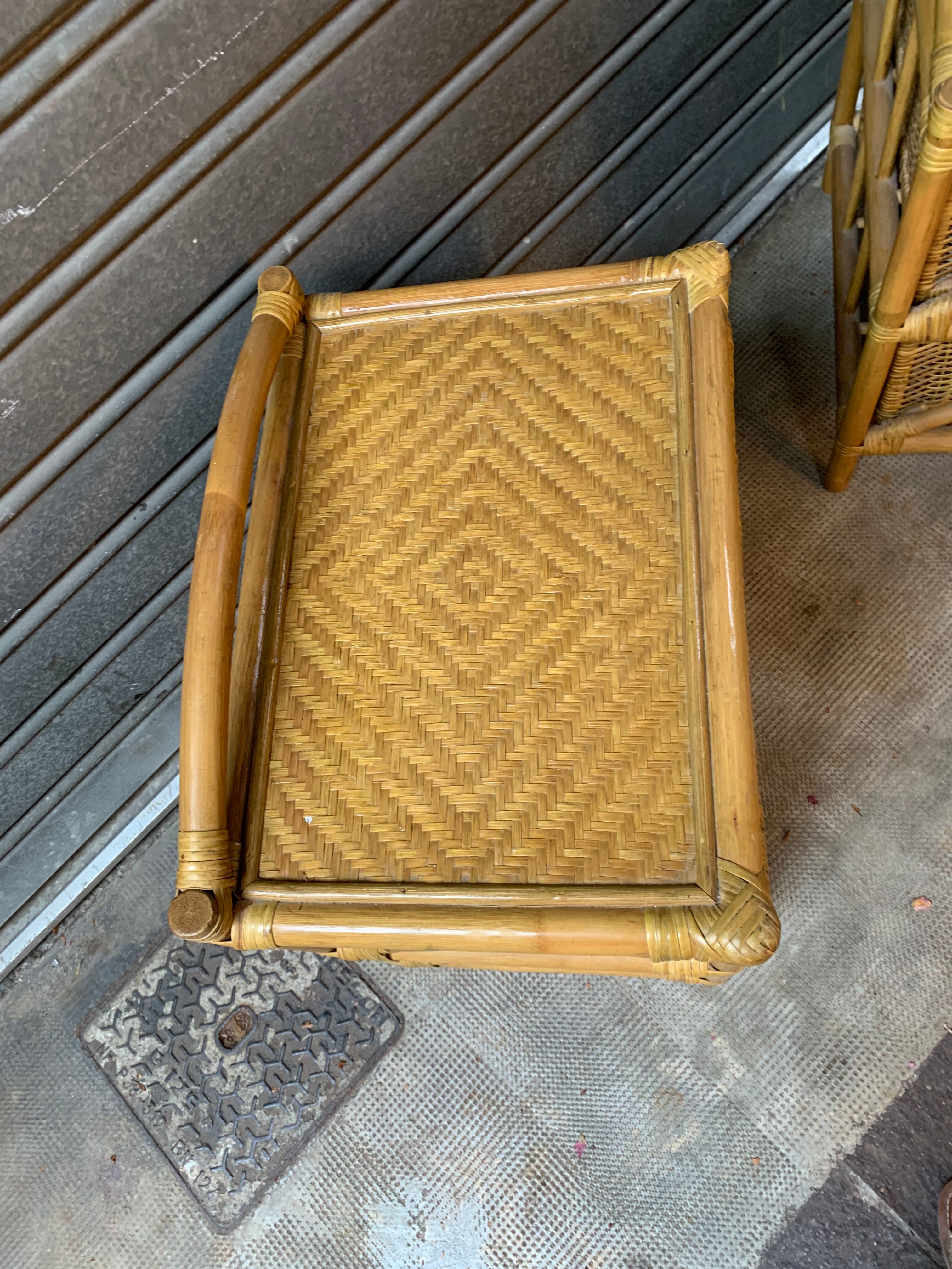 Pair of rattan bedside tables 1970s