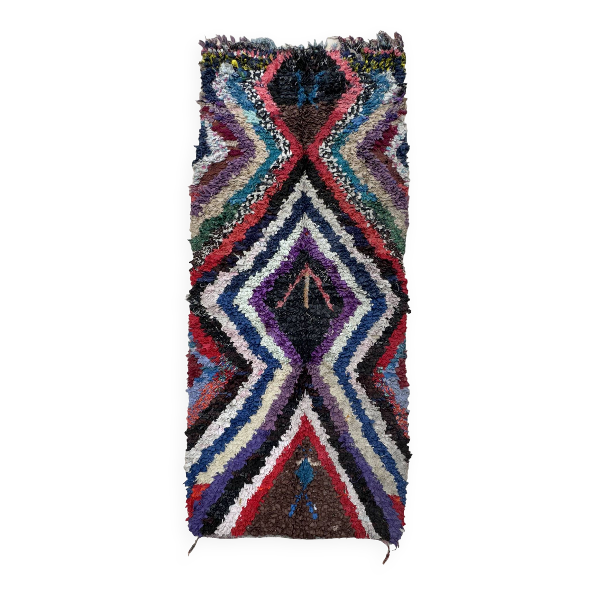 Colorful Boucherouite Moroccan rug - 107 x 244 cm