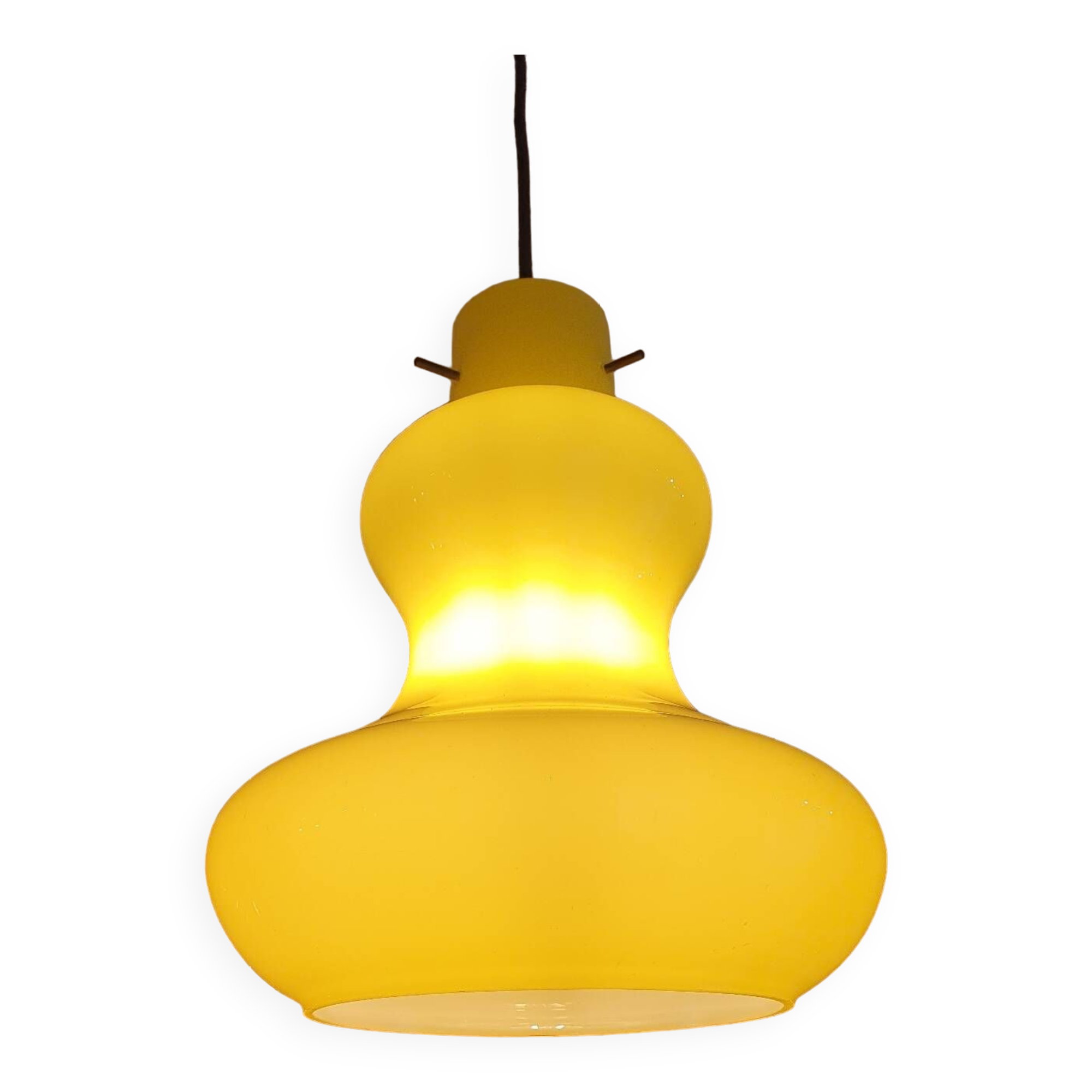 Yellow opaline pendant light 1960