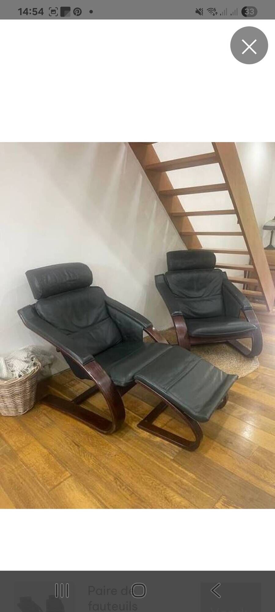 Pair of Scandinavian armchairs with a footrest from the brand NELO.