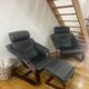 Pair of Scandinavian armchairs with a footrest from the brand NELO.