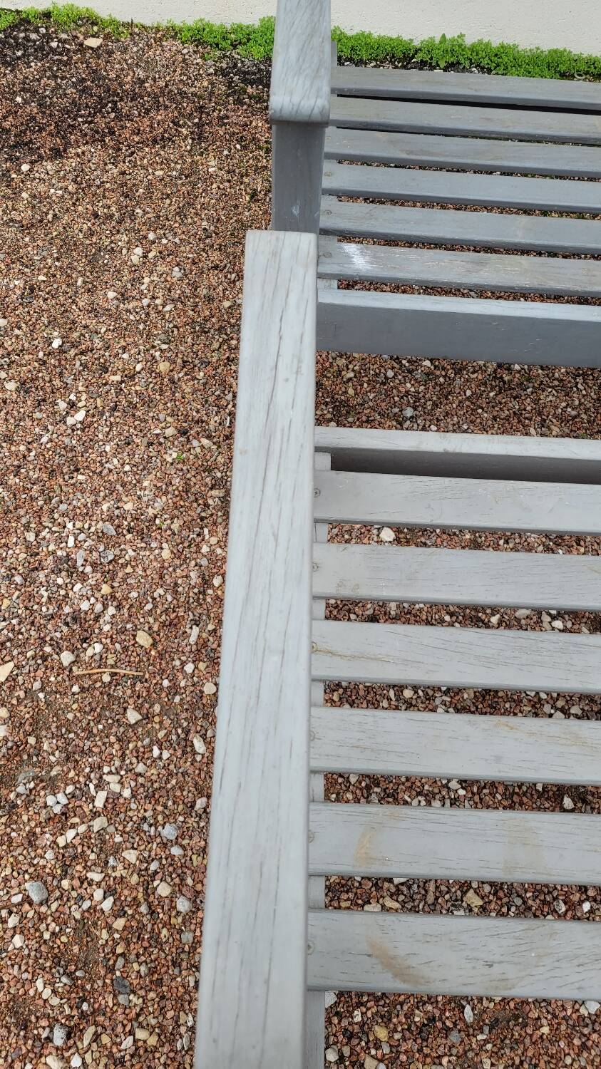 Pair of old wooden park garden benches