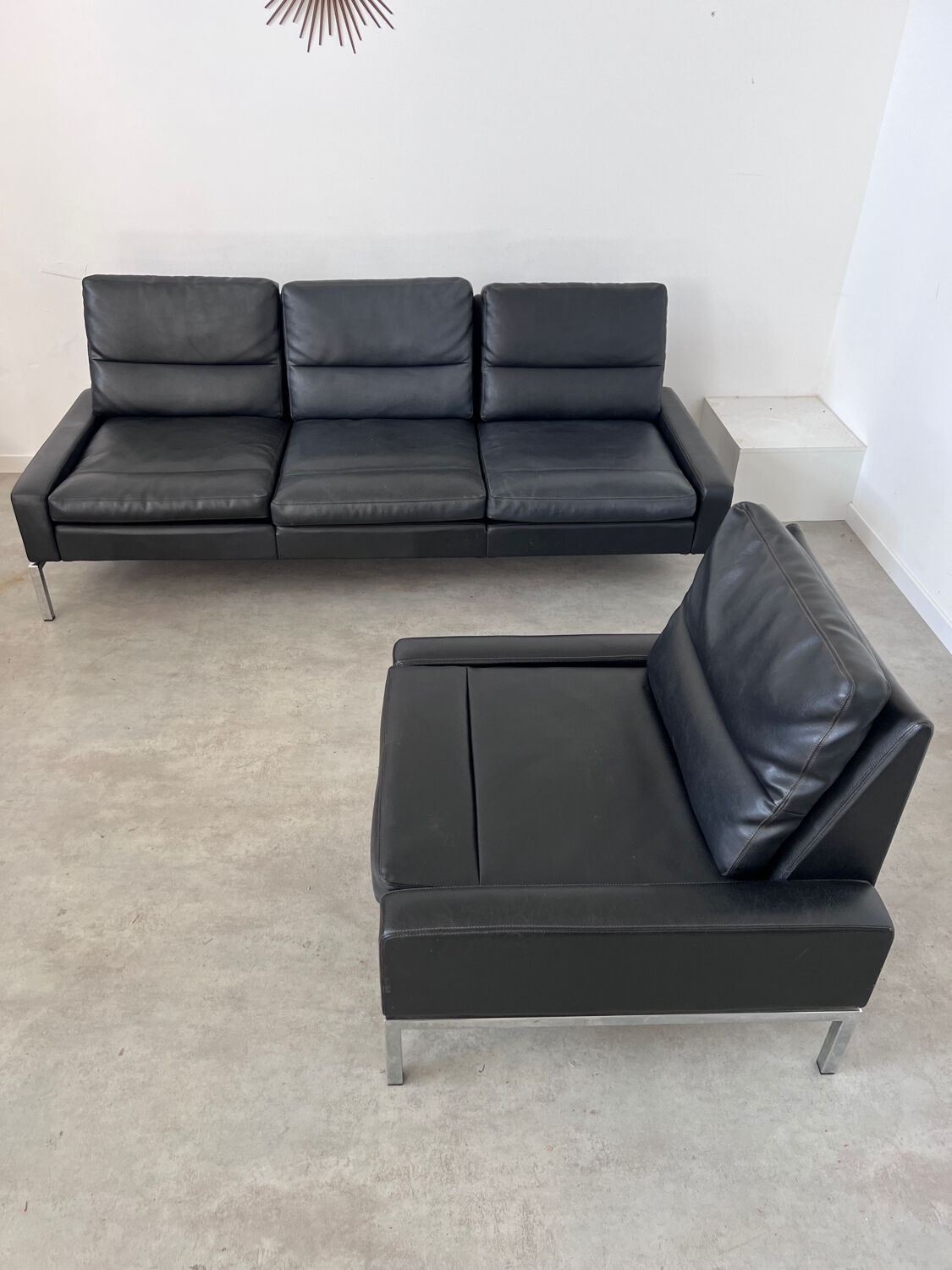 Leather Sofa and Armchair design Hans Peter Piehl for Wilkhahn 60s