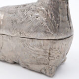 Boîte à bétel ancienne en métal argenté - Cambodge, première moitié du 20ème siècle