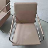 2 vintage nude leather "Cinema" easy chairs by Gunilla Allard for Lammhults | 1990s