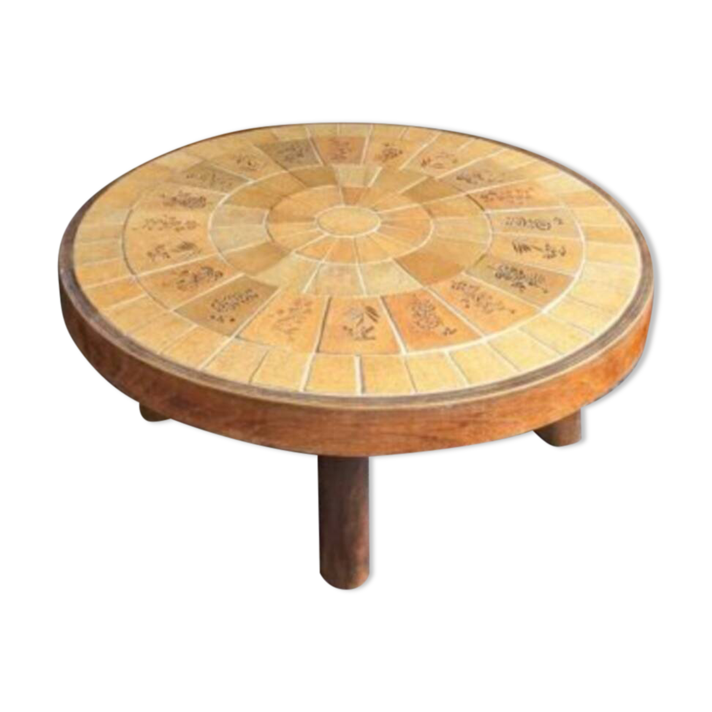 rare table basse ''ronde'' Vallauris par Raymonde Leduc.