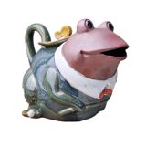 Terracotta frog-shaped teapot by vintage Ibuki Japan