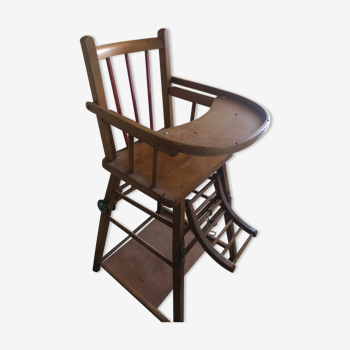 Chaise haute en bois, double fonction ancienne | Selency