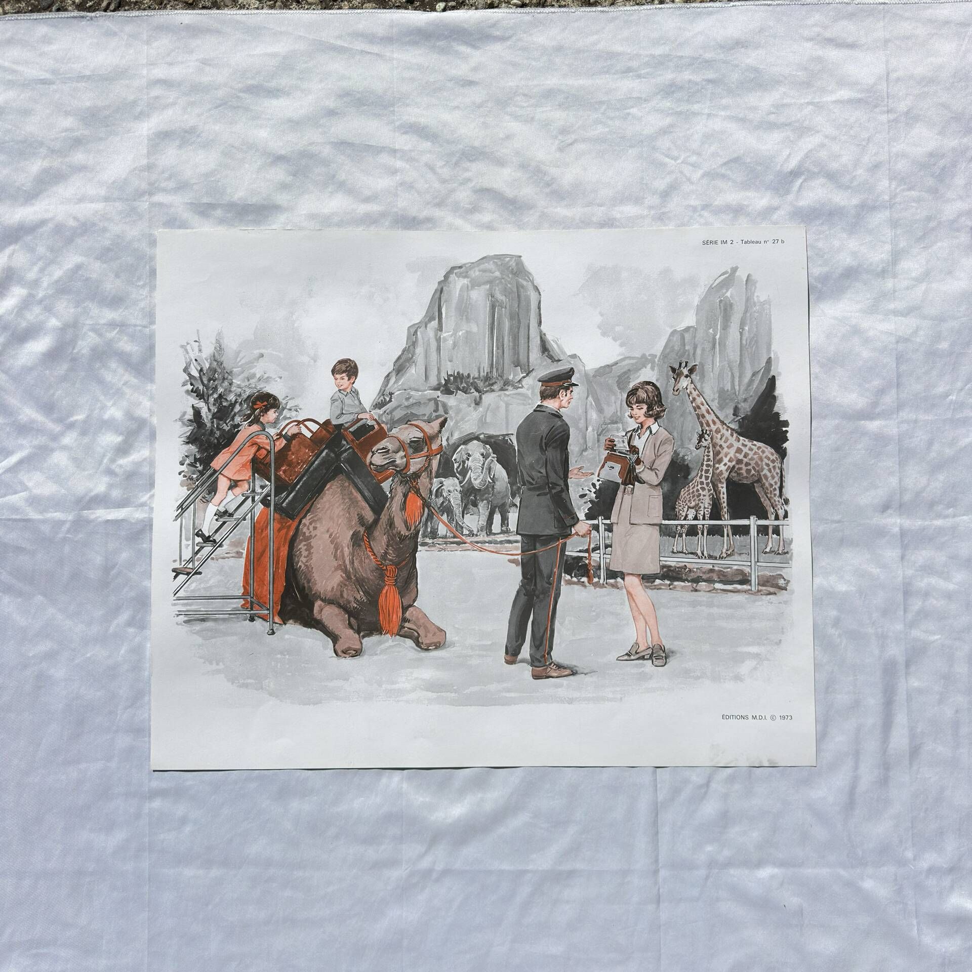 School poster Fernand Nathan Paris 1973 double-sided illustration