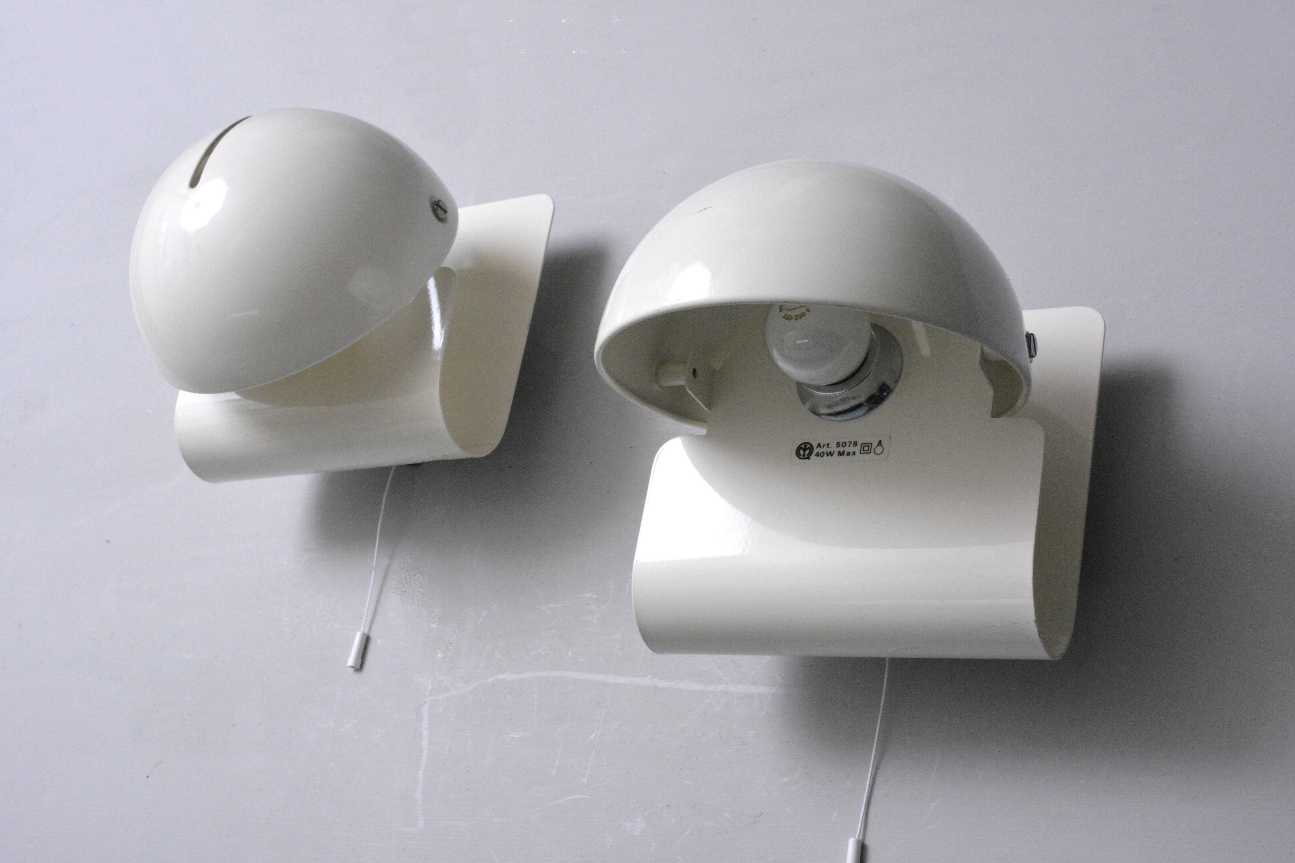 Pair of iGuzzini Bugia wall lamps, Italy 70s