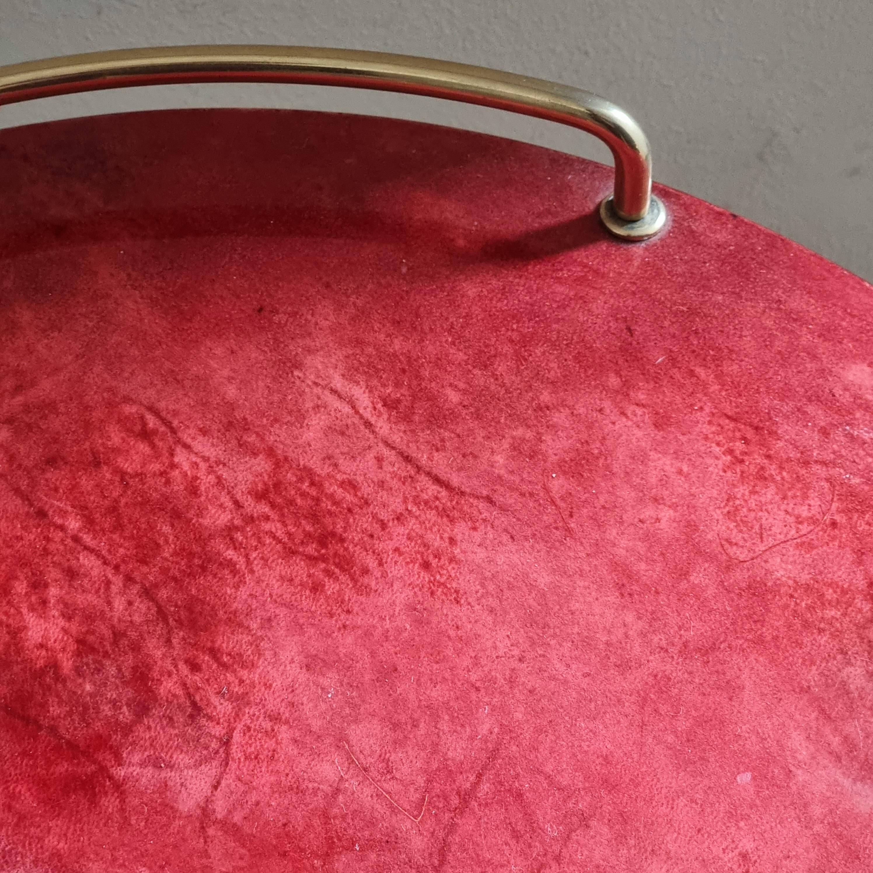 Aldo Tura bar cart, red goat leather, mid-century Italian / Hollywood Regency