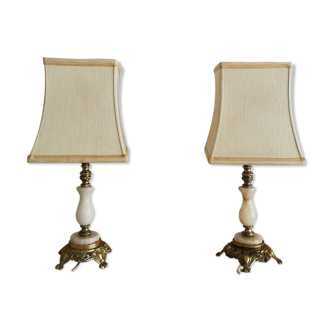Paire de lampes de chevet en marbre régence hollywoodien