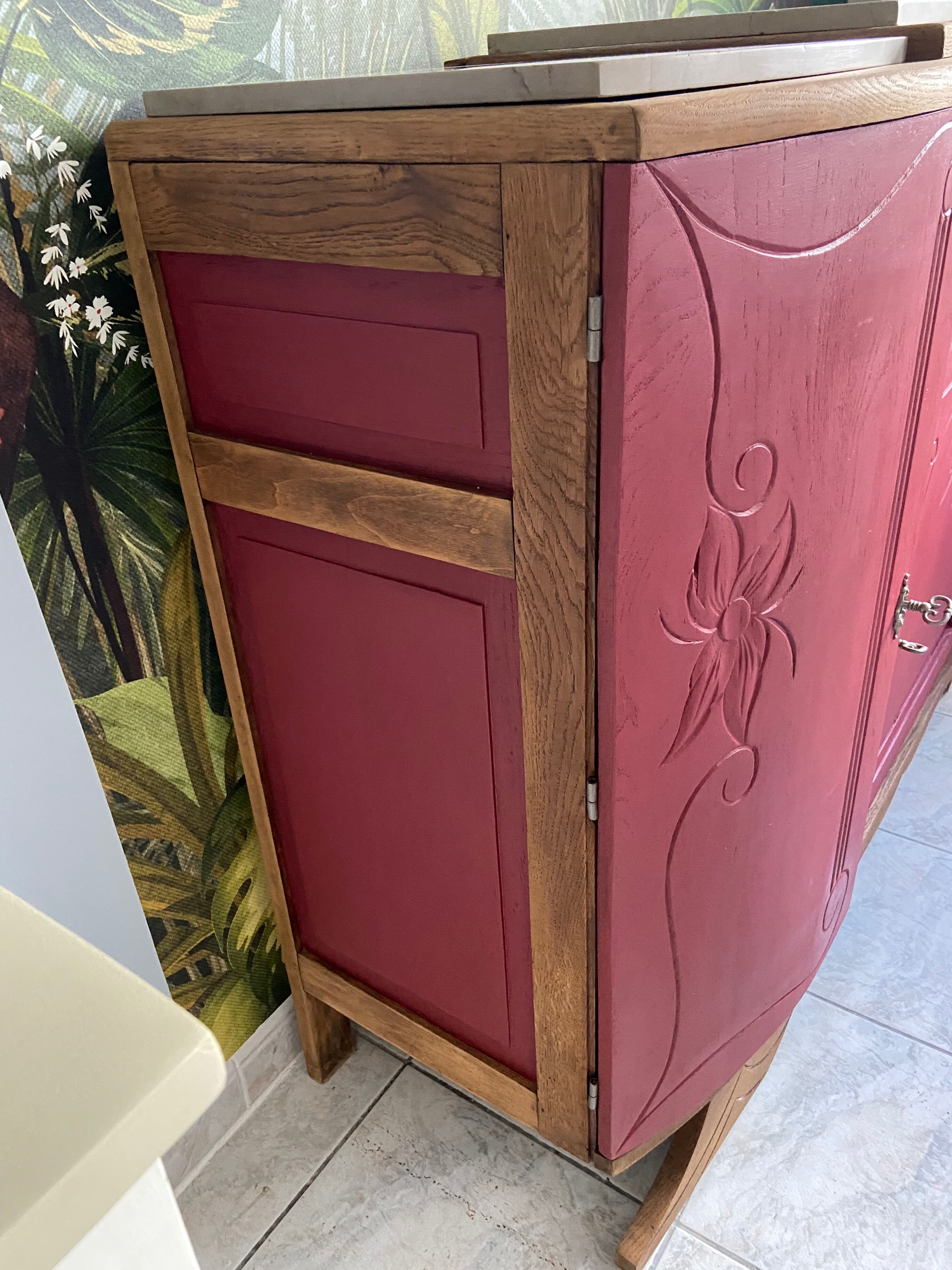 Raspberry art deco buffet