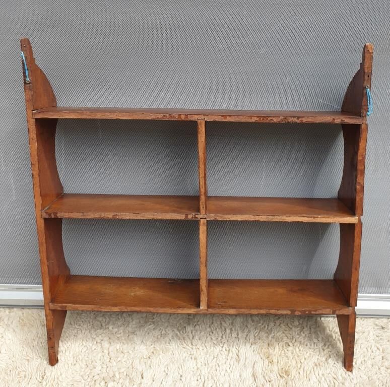 Etagère murale en accolades bois vintage 3 tablettes