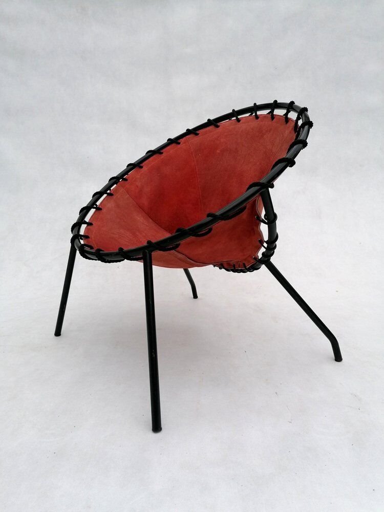 Vintage leather balloon chair, 1960s
