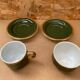 Pair of antique pillivuyt green & gold porcelain vintage cups