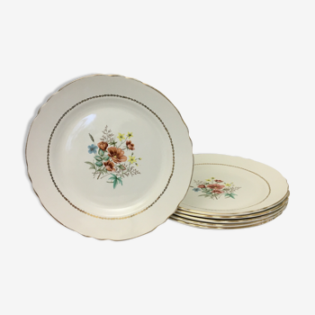 Set of 6 Plates Flat earthenware "SALINS" - "Manzat"