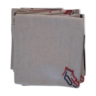 11 serviettes, style basque avec Monogramme