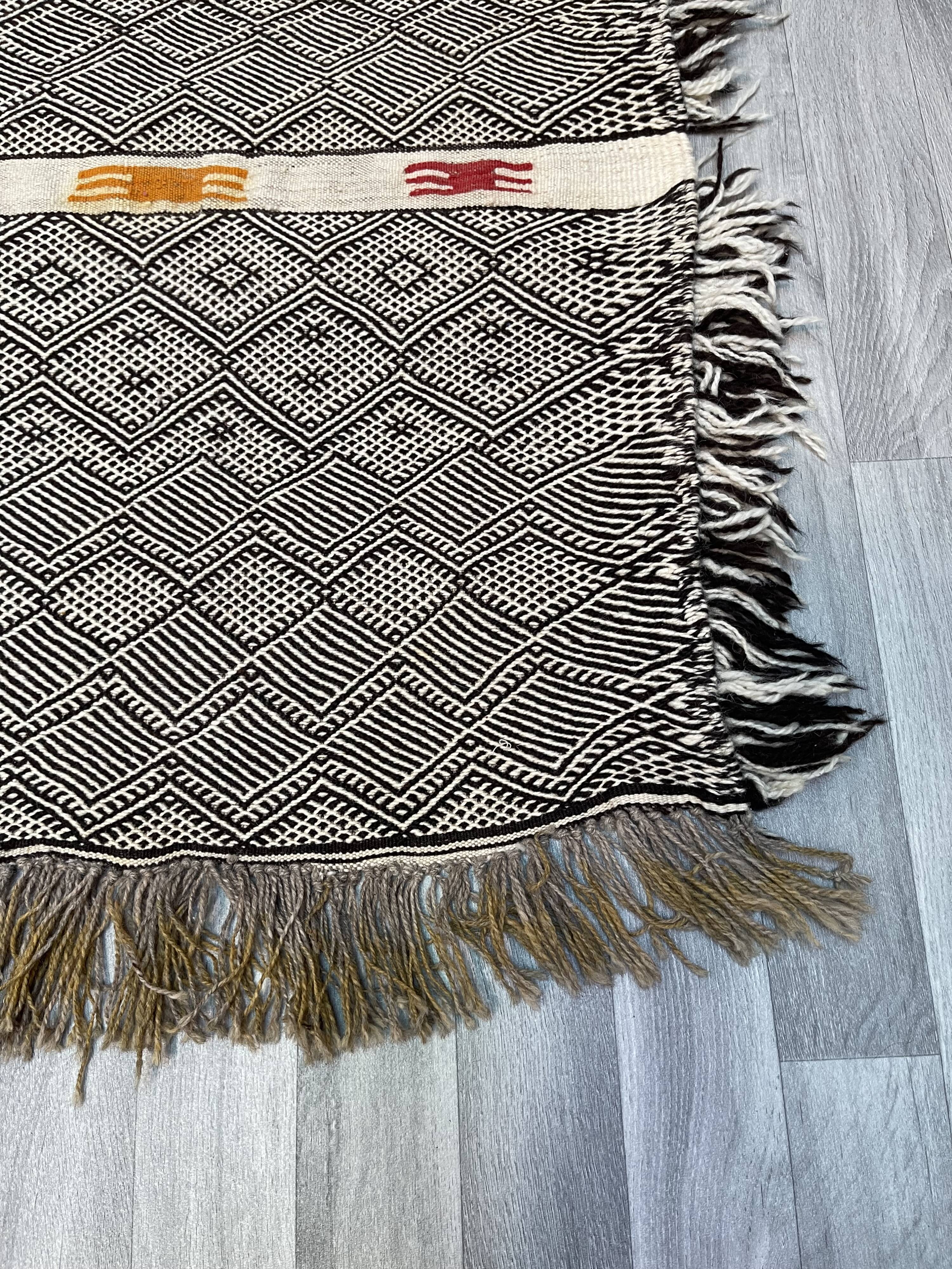 Small and famous Berber Zanafi rug, Taznakht handwoven, wool rug